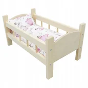 Domki dla lalek - ŁÓŻECZKO DREWNIANE DLA LALEK + POŚCIEL BALETNICE - miniaturka - grafika 1