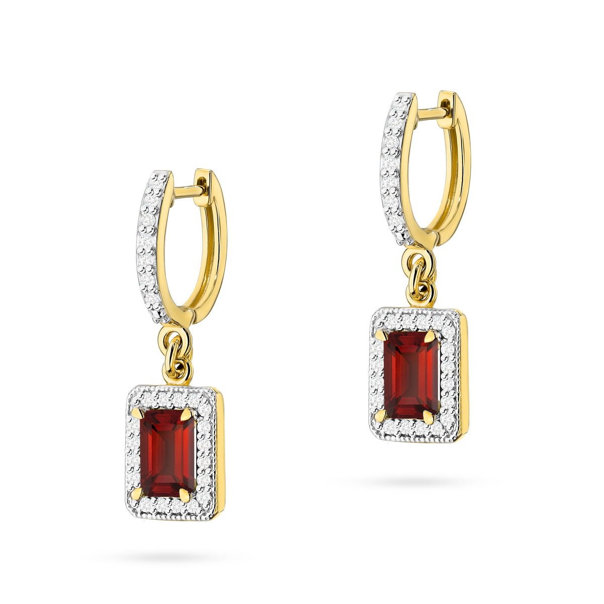 Złote kolczyki K0422 Granat 2 x 0,70ct żółte złoto pr. 585