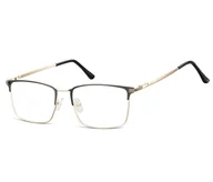 Okulary korekcyjne, oprawki, szkła - Okulary zerówki korekcyjne oprawki prostokątne 906 złoto/czarne - miniaturka - grafika 1