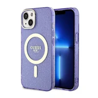 Etui i futerały do telefonów - Guess GUHMP14MHCMCGU iPhone 14 Plus 6.7" purpurowy/purple hardcase Glitter Gold MagSafe - miniaturka - grafika 1