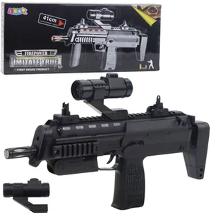 Karabin Zabawkowy Broń Światła Dźwięki Celownik Czarny 41cm LEAN Toys - Zabawki militarne - miniaturka - grafika 1