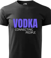 Piżamy damskie - Piżama Czarna Koszulka + Szare Spodenki VODKA CONNECTING PEOPLE Wzory - L - miniaturka - grafika 1