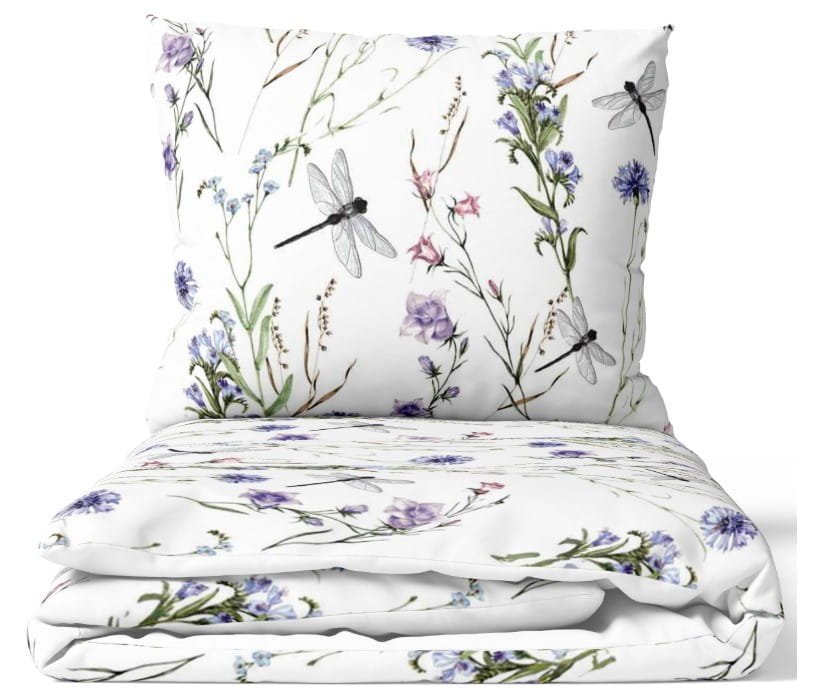 Komplet pościeli Bawełna 200x220 kwiaty z ważką