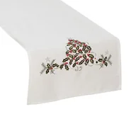 Obrusy i serwetki - Bieżnik świąteczny 40x160 Zielony urok biały haftowany - miniaturka - grafika 1
