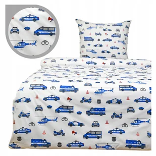 Pościel Dziecięca 140x200 1 x 50x70 Policja Na Białym Produkt Polski - Pościel dla dzieci - miniaturka - grafika 1