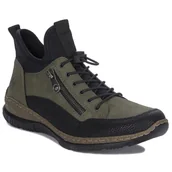 Półbuty damskie - Rieker Półbuty damskie wsuwane Green Combination zielone-37 - miniaturka - grafika 1