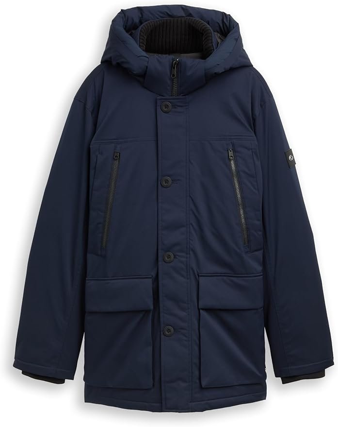 TOM TAILOR GRANATOWA KURTKA MĘSKA Z KAPTUREM I KIESZENIAMI M JPA