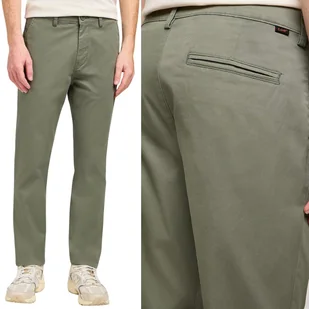 Lee SLIM CHINO Olive Grove Chetopa Twill ZIELONE ZWĘŻANE CHINOSY W34 L30 - Spodnie męskie - miniaturka - grafika 1