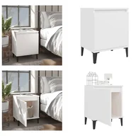 Szafki nocne - vidaXL Szafka nocna z metalowymi nogami biała 40x30x50 cm - Szafka nocna - Szafki nocne - Komoda nocna - Komody nocne z szufladami - miniaturka - grafika 1