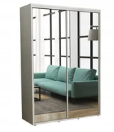 Szafy - Nowoczesna Szafa Przesuwna Iga 2 LUSTRA 160 x 242 Biała/ Wysoka - miniaturka - grafika 1