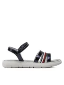 Buty dla dziewczynek - Tommy Hilfiger Sandały Stripes Velcro T4A2-32771-1372 S Granatowy - miniaturka - grafika 1