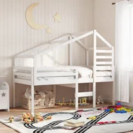 Łóżka dla dzieci i młodzieży - Wysokie łóżko z dachem, białe, 90x200 cm, lite drewno sosnowe Lumarko! - miniaturka - grafika 1