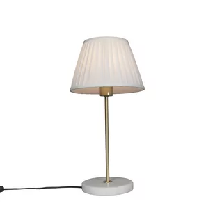 QAZQA Lampa stołowa retro mosiądz klosz plisowany kremowy 25cm - Kaso - Lampy stojące - miniaturka - grafika 1