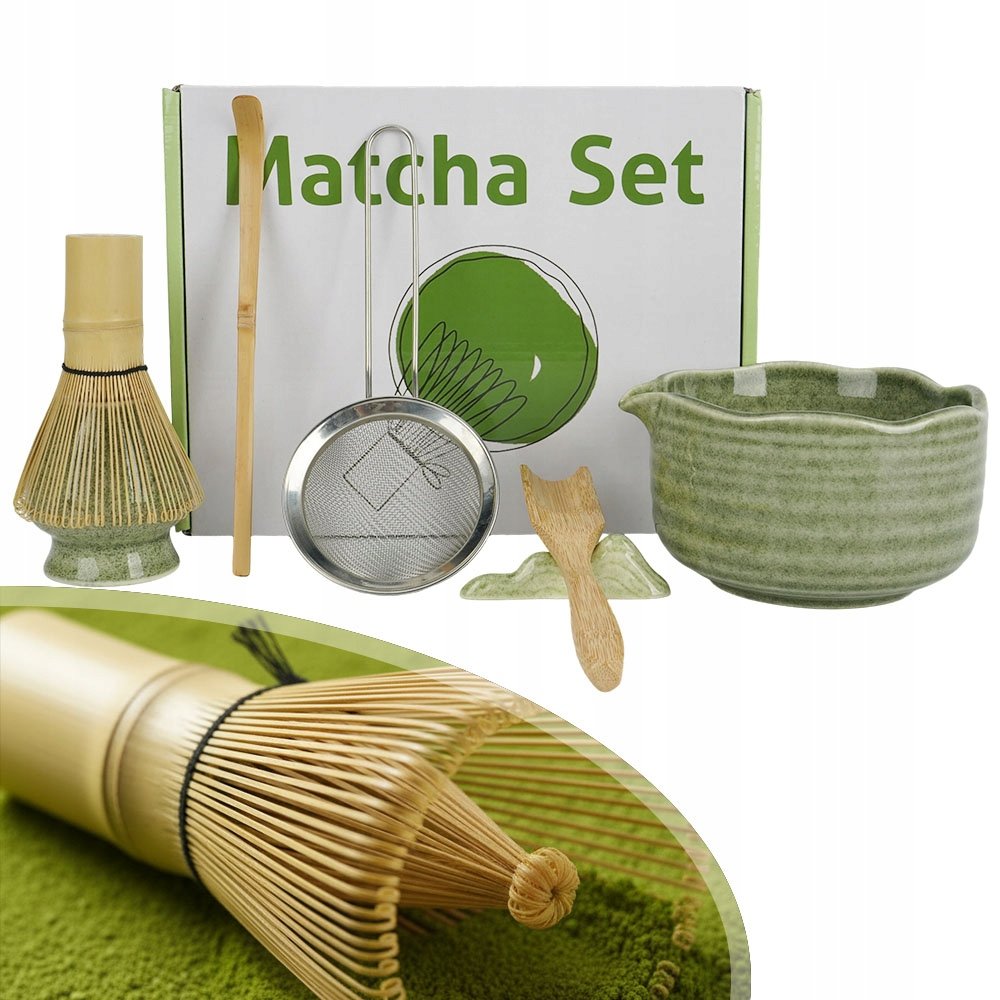 7W1 Zestaw Do Matchy – Miska I Miotełka, Zestaw Startowy Zielony