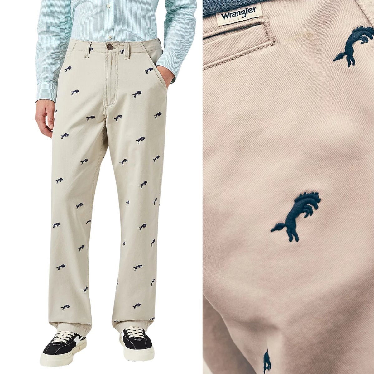 Wrangler PANT CRITTER Plaza Taupe luźne chinosy spodnie materiałowe W30 L34