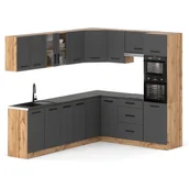 Meble kuchenne - Kuchnia modułowa z blatem duża 4.6m marra narożna nowoczesna wotan szara - miniaturka - grafika 1