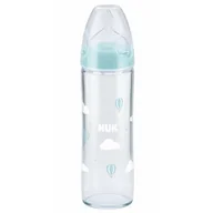 Butelki dla niemowląt - Nuk Butelka szklana FC+ New Classic z silikonowym smoczkiem 0-6 mies. 240 ml - miniaturka - grafika 1