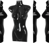Manekiny wystawowe - zestaw 4 damskich torsów, plastikowy tors damski 72 cm, 4 sztuki - górna część ciała z tworzywa sztucznego w kolorze czarnym, popiersie manekina, pół plastikowego korpusu damskiego, figurka manekina, manekin ekspozycyjny z haczykami - miniaturka - grafika 1