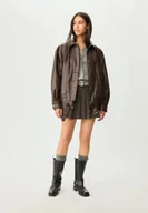 Kurtki damskie - Stradivarius Kurtka oversize ze sztucznej skóry Brązowy L - miniaturka - grafika 1