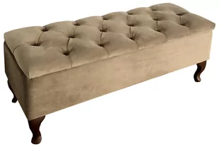 Pufa tapicerowana pikowana CLASSIC BEŻ ze schowkiem - Pufy i podnóżki - miniaturka - grafika 1