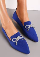 Baleriny - Granatowe Balerinki na Płaskiej Podeszwie z Kokardką z Cyrkonii Preslia - miniaturka - grafika 1