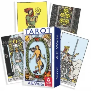 Tarot of A.E. Waite, karty do wróżenia, niebieskie, edycja portugalska - Ezoteryka - miniaturka - grafika 1