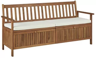 Drewniana ławka ogrodowa ELIOR Canat 2X, brązowa, 84x170x63 cm - Ławki ogrodowe - miniaturka - grafika 1