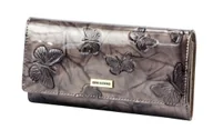 Portfele - Portfel Damski Skórzany GREGORIO Długi Max Z Klamrą Lakierowany BTS-100 SZARY RFID 18,5 x 9,5 x 3,5 [cm] - miniaturka - grafika 1