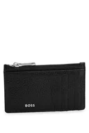 Etui na dokumenty i karty - BOSS Mężczyźni New Crosstown 10 cm3 Z Skórzane etui na karty z klapką na monety, Czarny001, Taille unique - miniaturka - grafika 1