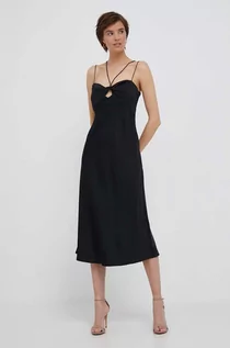 Sukienki - Calvin Klein sukienka kolor czarny maxi rozkloszowana - grafika 1