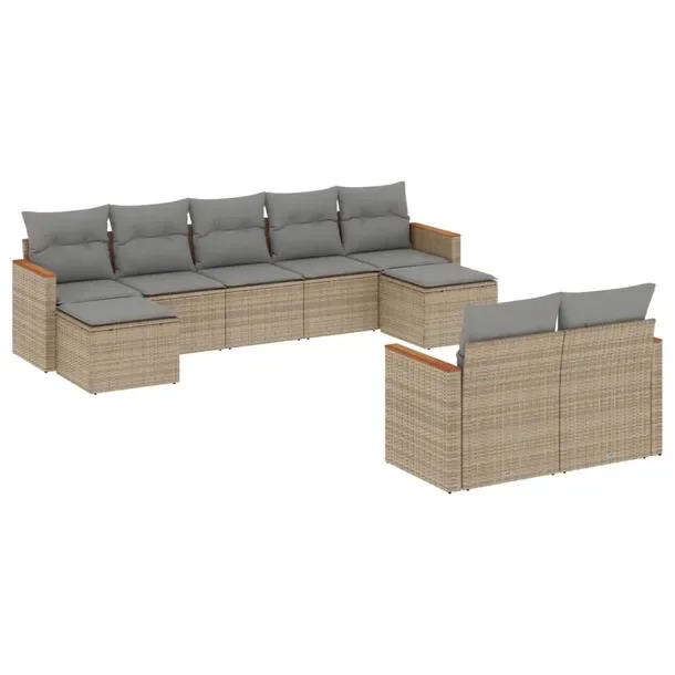 Zestaw mebli ogrodowych modułowych beżowy z poduszkami 55x62x69 cm