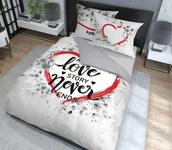 Pościel - Pościel bawełniana, napis "Love", 160x200 cm, 3 elementy - miniaturka - grafika 1