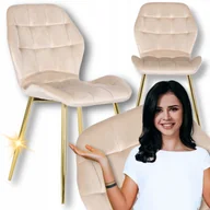 Krzesła - Krzesło Do Salonu Jadalni Ze Złotymi Nogami Welurowe Velvet Kremowe Lucky - miniaturka - grafika 1
