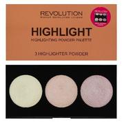 Pudry do twarzy - REVOLUTION Makeup paleta pudrów rozświetlających Highlight 3szt - miniaturka - grafika 1