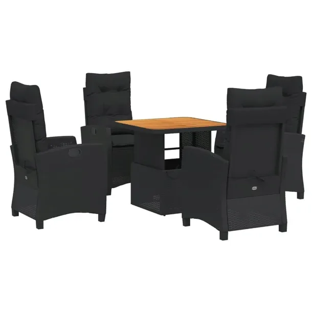 Zestaw mebli ogrodowych czarny, rattan PE, stół 80x80x40/71 cm, krzesła