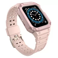 Akcesoria do smartwatchy - Protect Strap Band opaska z etui do Watch 7 / 6 / 5 / 4 / 3 / 2 / SE (41 / 40 / 38mm) obudowa pancerny pokrowiec na zegarek różowy - miniaturka - grafika 1