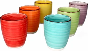 zestaw 6 kolorowych kubków do kawy 350 ml bez uchwytu kubek do picia dzbanek do herbaty 6 kolorów - Dzbanki i imbryki - miniaturka - grafika 1