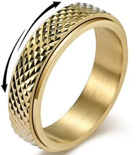 Złoty Pierścionek Antystresowy Anxiety Ring ze Stali Chirurgicznej na Stres - Pierścionki - miniaturka - grafika 1