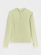 Koszulki sportowe damskie - Damski longsleeve basic 4F 4FRAW24TLONF504 - zielony - miniaturka - grafika 1