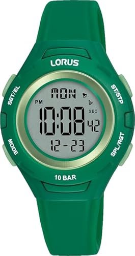Lorus Chłopcy cyfrowy zegarek kwarcowy z silikonową bransoletką R2391PX9, zielony, Pasek