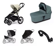 Wózki dziecięce - Wózek miejski Thule Urban Glide 4-wheel Soft beige + Bassinet Mid blue SET 5in1 - miniaturka - grafika 1
