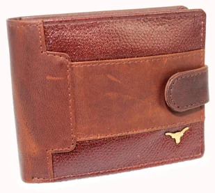 Portfel Męski Skórzany ANDREAS Skóra Licowa Mały Poziomy Z Zapięciem CZEKOLADOWY RFID HK5130B ML 11,5 x 9 x 3 [cm] - Portfele - miniaturka - grafika 1