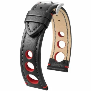 Czarny pasek skórzany 24 mm HIRSCH Rally 05102052-2-24 (L) RATY | GRATIS WYSYŁKA | GRATIS ZWROT DO  1 ROKU | 100% ORYGINAŁ!! - Akcesoria do zegarków - miniaturka - grafika 1
