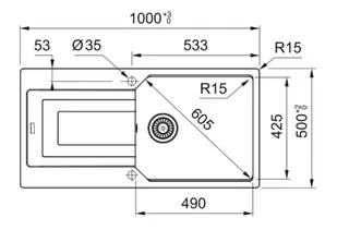 Franke Urban UBG 611-100 XL GSC Zlewozmywak granitowy jednokomorowy 100x50 cm kamienny szary 114.0687.293 - Zlewozmywaki - miniaturka - grafika 2