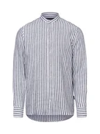 Koszule męskie - Bugatti Męska koszula lniana na co dzień Mężczyźni Slim Fit len czarny|biały w paski, XL - miniaturka - grafika 1