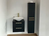 Szafki łazienkowe - Szafka Łazienkowa z blatem 50 czarny mat Furni + Słupek SL 30 2 D K - miniaturka - grafika 1