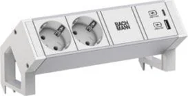 Bachmann BACHMANN DESK2 ALU WIT 2xCEE7/3 1xUSB A/C 22W 0,2m GST18 - Gniazdka elektryczne - miniaturka - grafika 1