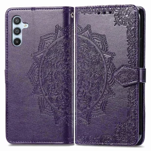 Dla Samsung Galaxy A56 5G Etui Portfel Mandala Kwiat Skórzany Pokrowiec Na Telefon Stojak View - Fioletowy Wielobarwny Purple - Portfele - miniaturka - grafika 1