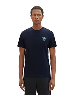 TOM TAILOR T-shirt męski z nadrukiem palm, 10668 - Sky Captain Blue, S - Koszulki męskie - miniaturka - grafika 1