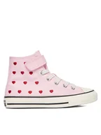 Buty dla dziewczynek - Converse Trampki Chuck Taylor All Star Hearts & Roses Easy-On A19066C Różowy - miniaturka - grafika 1
